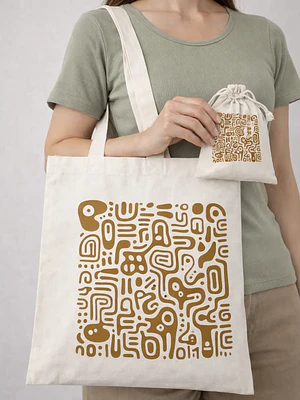 Bolso tote bag algodón 100% Tribu Ocre + empaque