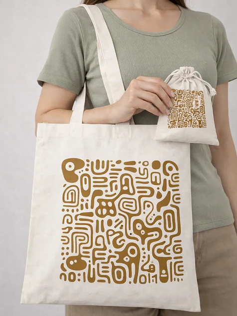 Bolso tote bag algodón 100% Tribu Ocre + empaque 1