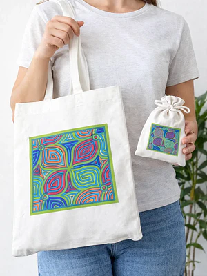 Bolso tote bag algodón 100% Laberinto Neón + empaque