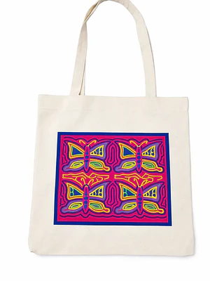 Bolso tote bag algodón 100% Mariposas Fucsia + empaque