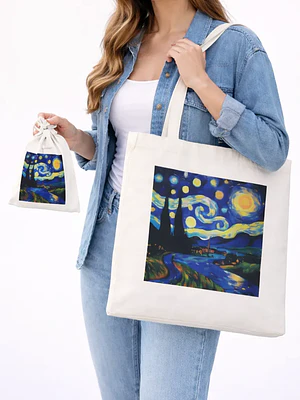 Bolso tote bag algodón 100% Noche Estrellada + empaque