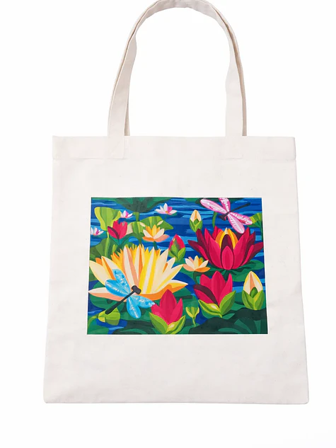 Bolso tote bag algodón 100% Flores del Pantano + empaque 2