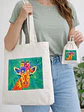 Bolso tote bag algodón 100% Jirafa Floral + empaque - Miniatura 1