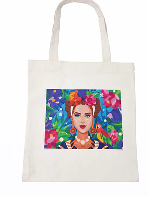 Bolso tote bag algodón 100% Frida Tropical + empaque