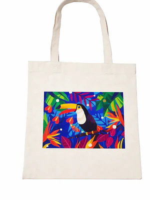 Bolso tote bag algodón 100% Tucán Tropical + empaque