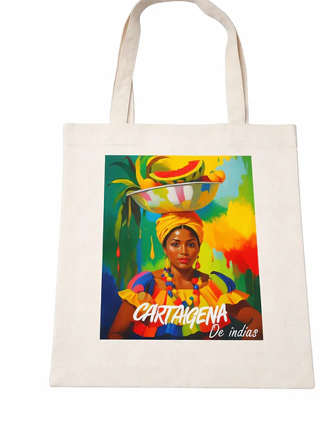 Bolso tote bag algodón 100% Palenquera Pop + empaque 2