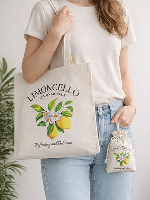 Bolso tote bag algodón 100% Flor de Limón + empaque