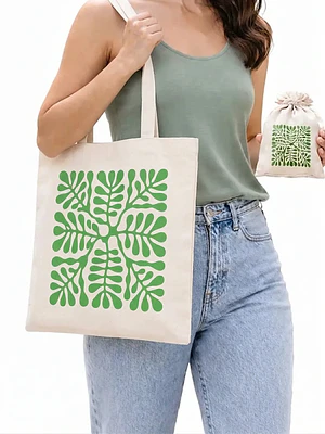 Bolso tote bag algodón 100% Hoja Verde + empaque