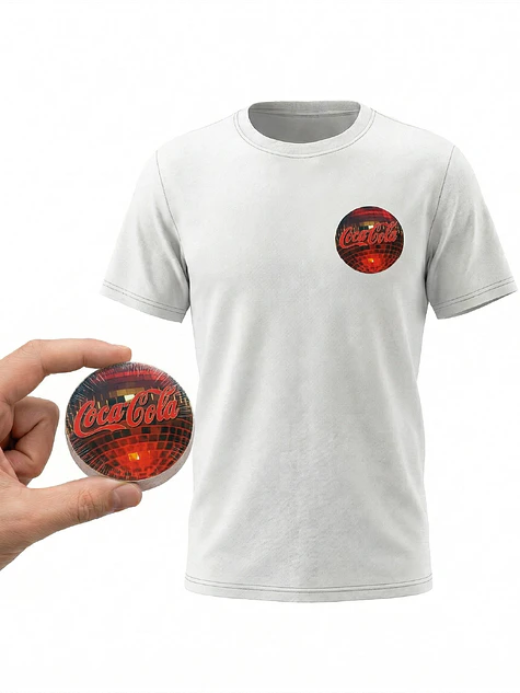 Camiseta cuello redondo comprimida promocional para empresas forma circular  1