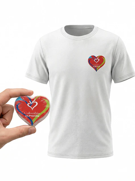 Camiseta cuello redondo comprimida promocional para empresas forma de corazón 1