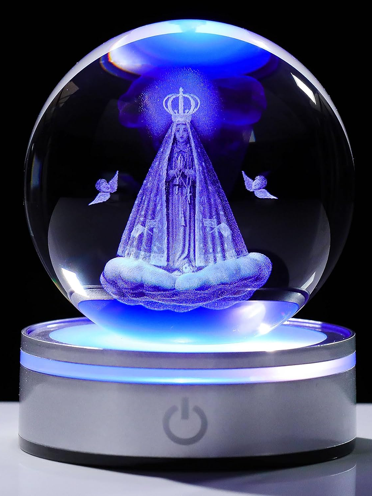 Movdyka 3D Crystal Ball Jesus Statue Christian Gift for Women & Men - Laser Engraved Sacred Heart of Jesus Figurine with Night Light Base 3