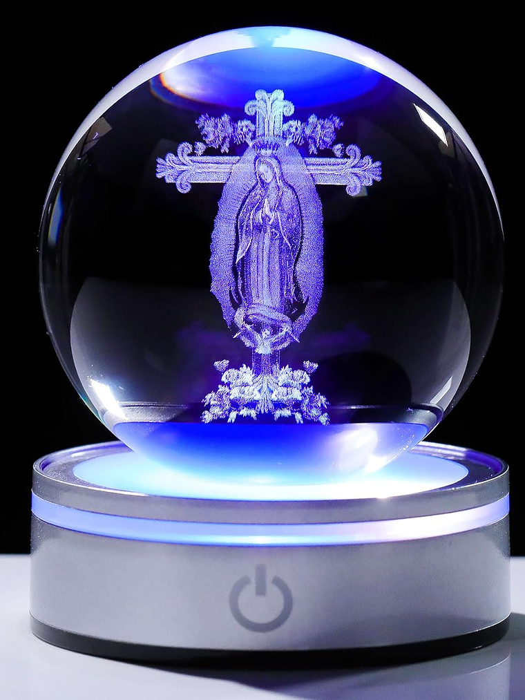 Movdyka 3D Crystal Ball Jesus Statue Christian Gift for Women & Men - Laser Engraved Sacred Heart of Jesus Figurine with Night Light Base 5