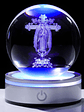 Movdyka 3D Crystal Ball Jesus Statue Christian Gift for Women & Men - Laser Engraved Sacred Heart of Jesus Figurine with Night Light Base - thumbnail 5