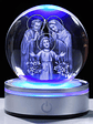 Movdyka 3D Crystal Ball Jesus Statue Christian Gift for Women & Men - Laser Engraved Sacred Heart of Jesus Figurine with Night Light Base - thumbnail 7
