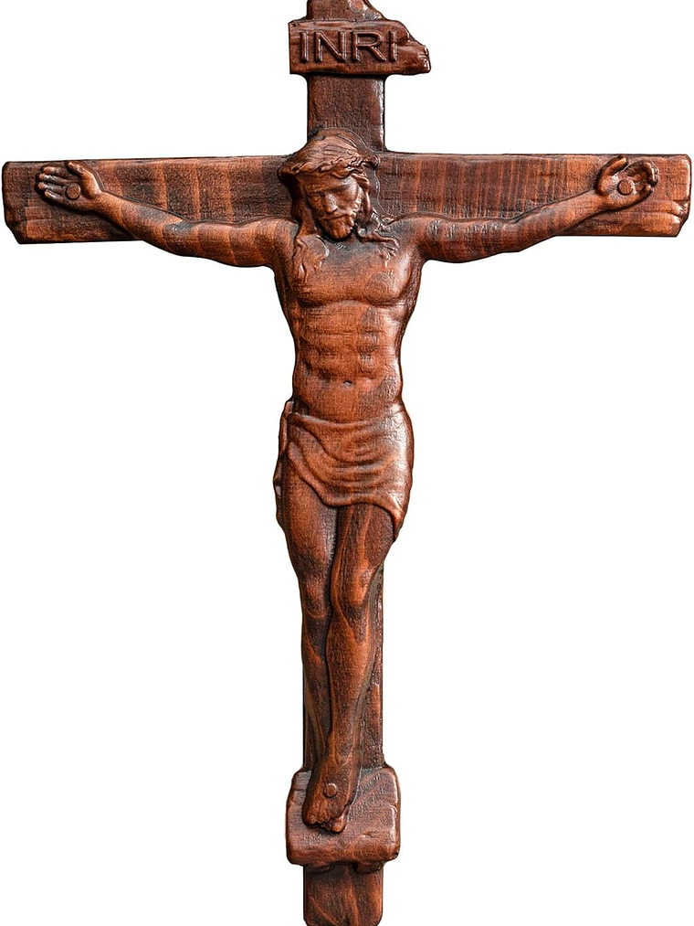 BGCOPPER Standing Crucifix Wall Cross, INRI Jesus Cross for Wall, Handmade Wooden Cross Wall Decor for Home Christmas Gift - 10 Inch 1