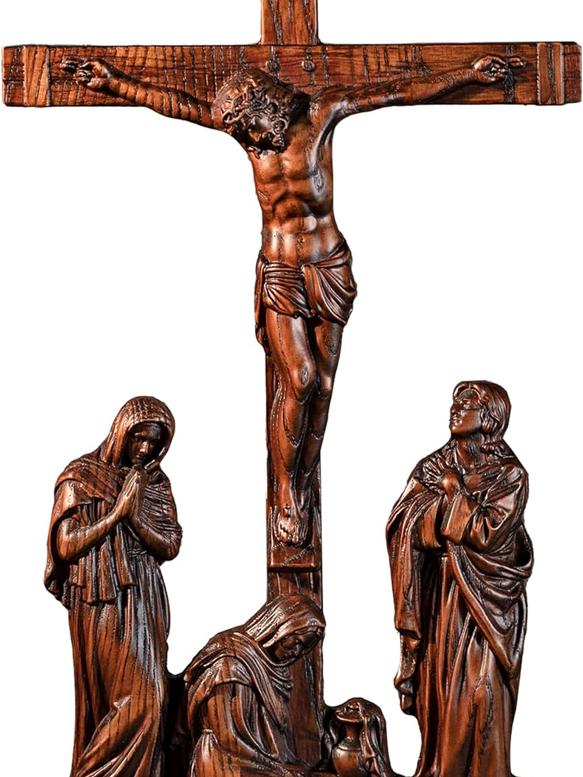 BGCOPPER Standing Crucifix Wall Cross, INRI Jesus Cross for Wall, Handmade Wooden Cross Wall Decor for Home Christmas Gift - 10 Inch 2