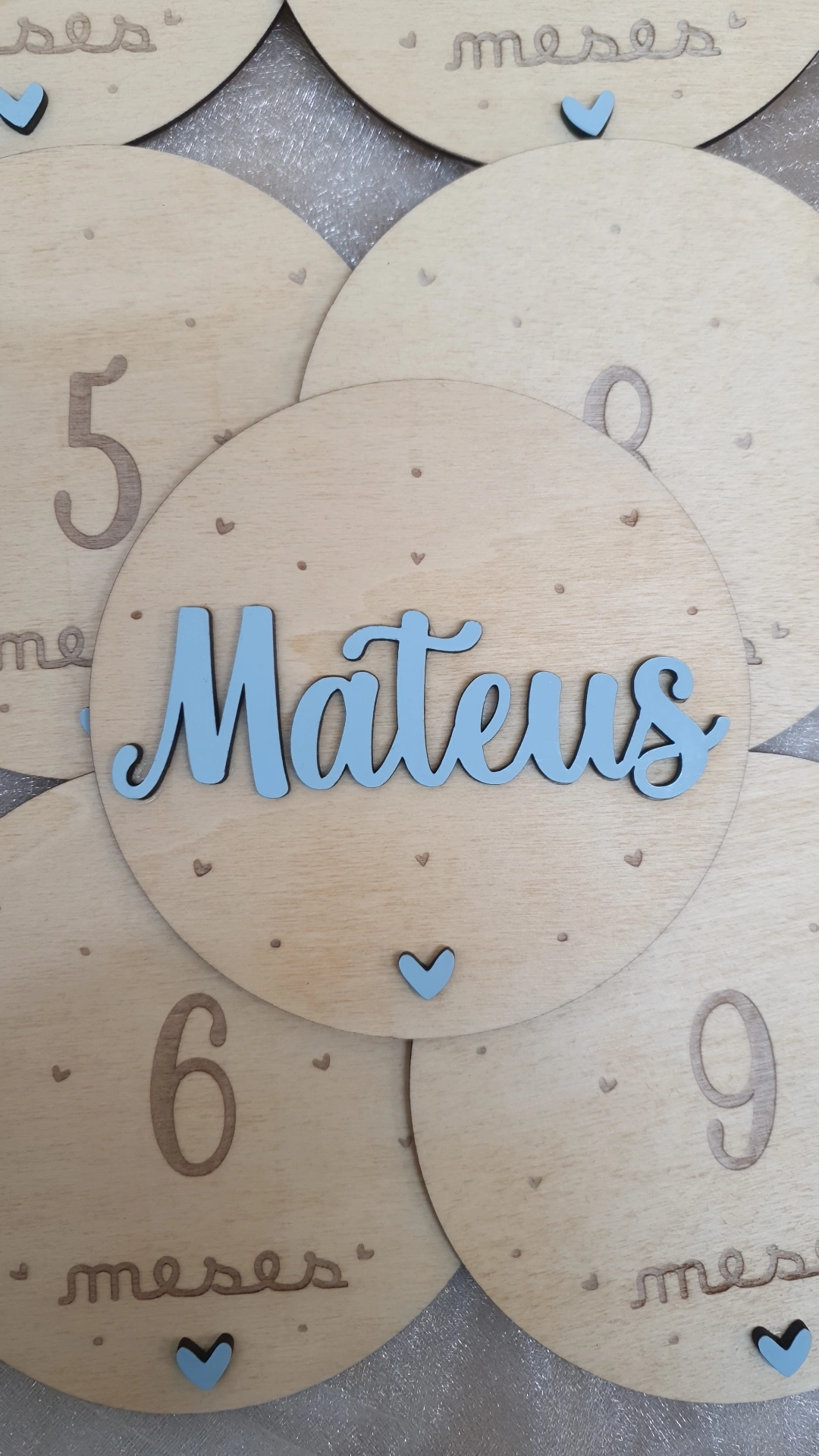 Placas de nascimento / Milestones corações l 3