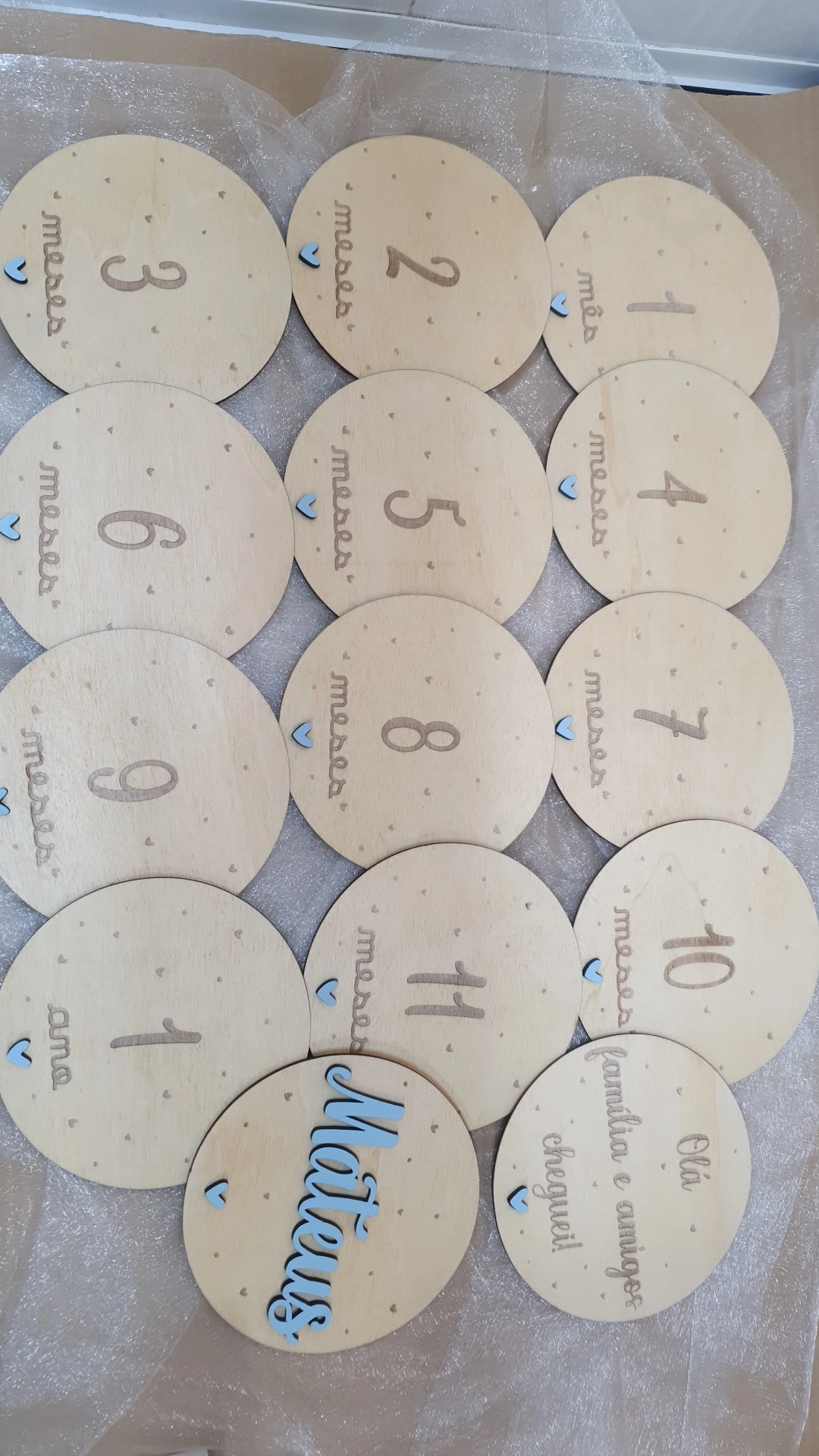 Placas de nascimento / Milestones corações l 4