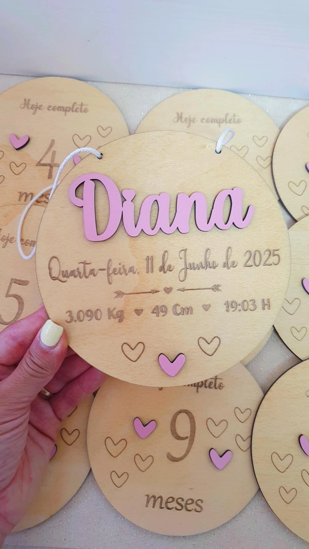 Placas de nascimento / Milestones corações ll 2
