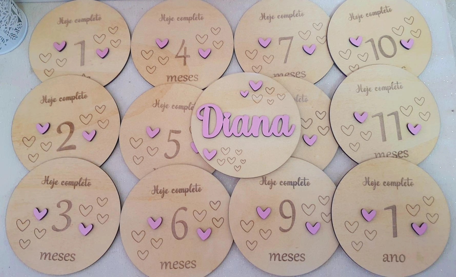Placas de nascimento / Milestones corações ll 3