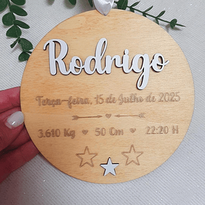 Rodela com dados de nascimento estrela
