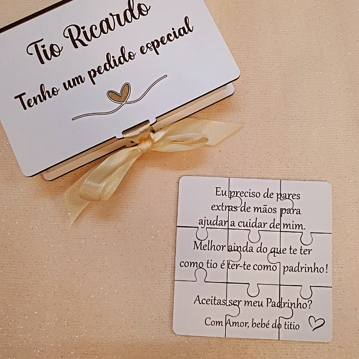 Caixa convite com puzzle padrinhos 1