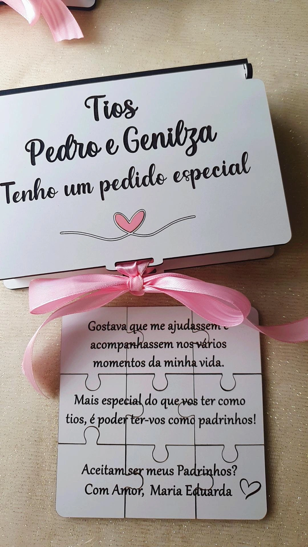 Caixa convite com puzzle padrinhos 3