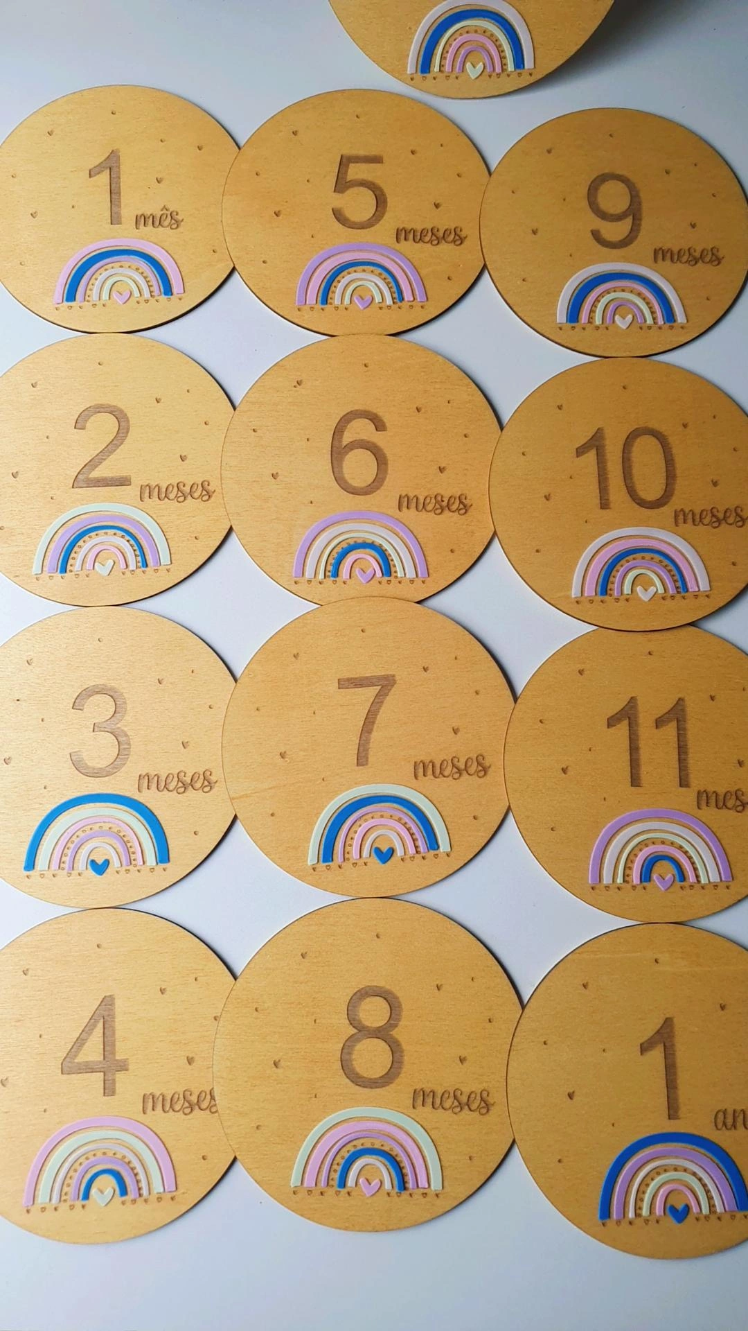 Placas de nascimento / Milestones arco íris colorido 2
