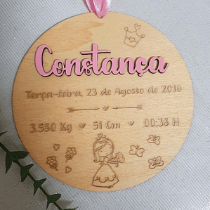 Rodela com dados de nascimento princesas