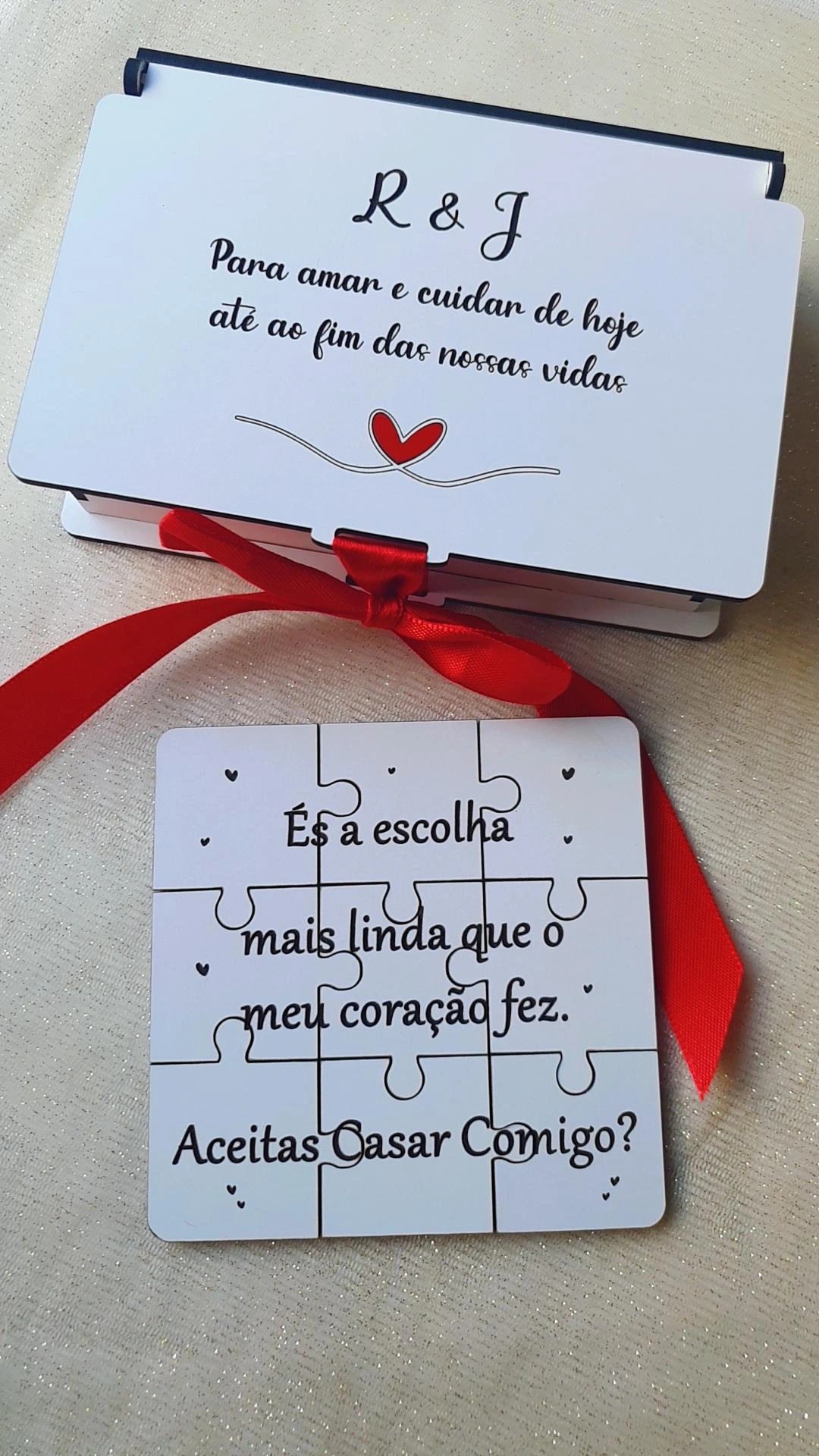 Caixa convite com puzzle casamento 1