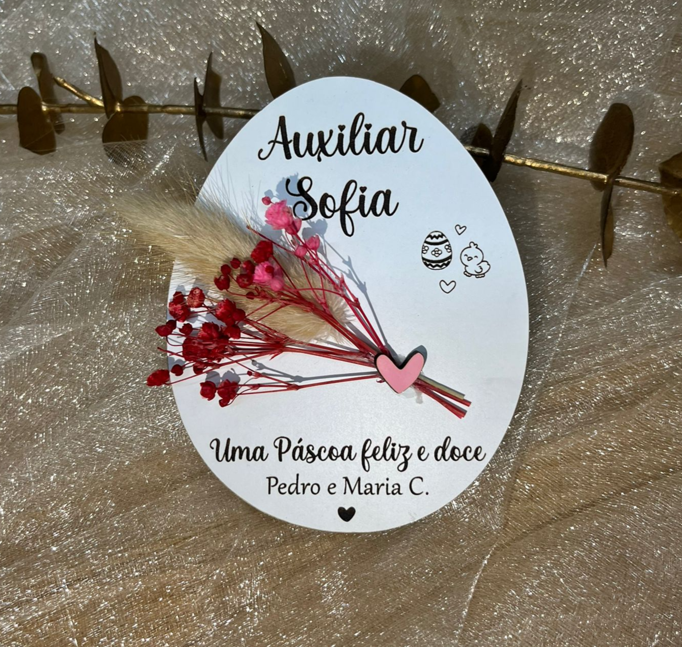 Ovo da Páscoa Personalizada com Flores Secas 1