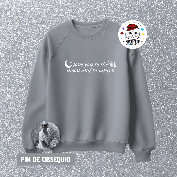 Polera Bordada - love you to the moon and to saturn (folklore) 1