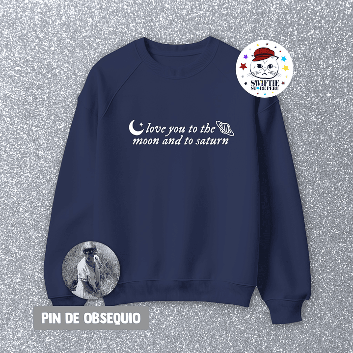 Polera Bordada - love you to the moon and to saturn (folklore) 2