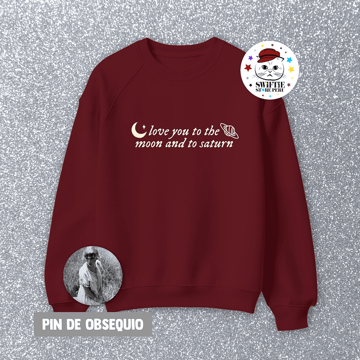 Polera Bordada - love you to the moon and to saturn (folklore) 3