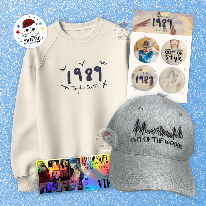 Taylor Swift Pack 1989 - Polera Bordada + Set 4 Pin + Gorra + Ticket VIP 1