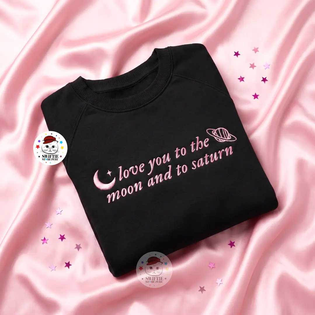 Polera Bordada - love you to the moon and to saturn (folklore) seven 4