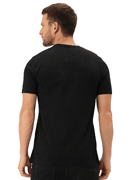 POLO MANGA CORTA DE ALGODON NEGRO JACQUARD