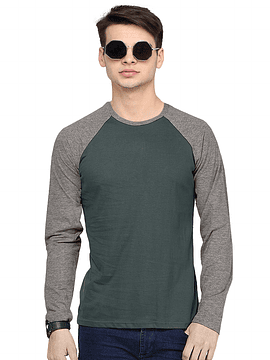 POLO RAGLAN DE ALGODON HEATHER/VERDE