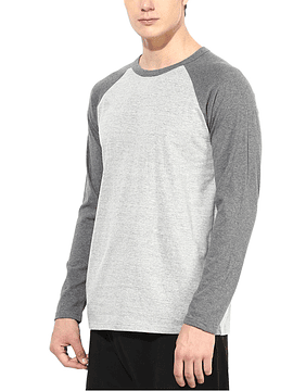 POLO RAGLAN DE ALGODON GRIS/HEATHER