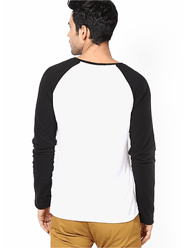 POLO RAGLAN DE ALGODON BLANCO/NEGRO