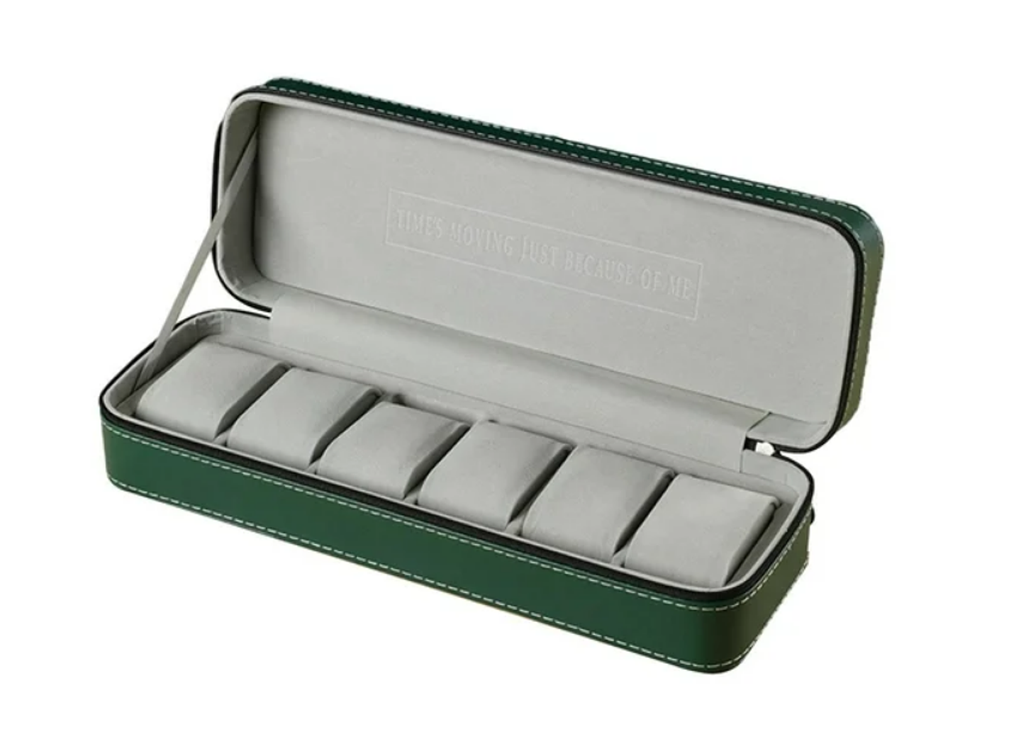 Caja Expositora para Relojes con Cierre - 6 Ranuras Color Verde 1