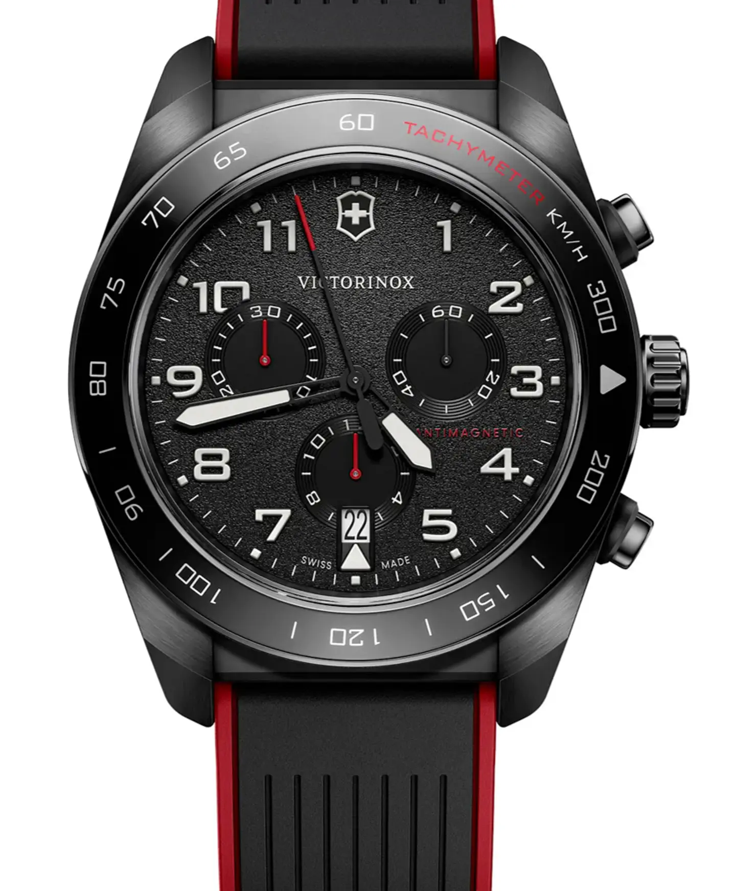 Reloj Victorinox Swiss Army Chrono Correa de Caucho Negro/Rojo 241991 1