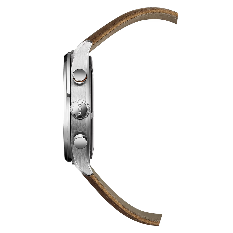 Reloj Mido Multifort Chronograph Quartz Cuero Marrón M053.417.16.061.00 3