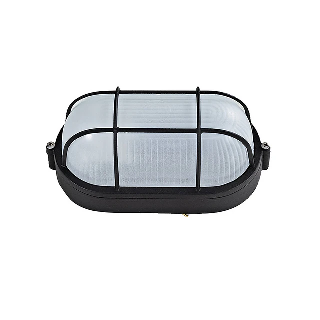 Foco Tortuga Ovalada Con Rejilla Metalica Negra E27 60w Ip54