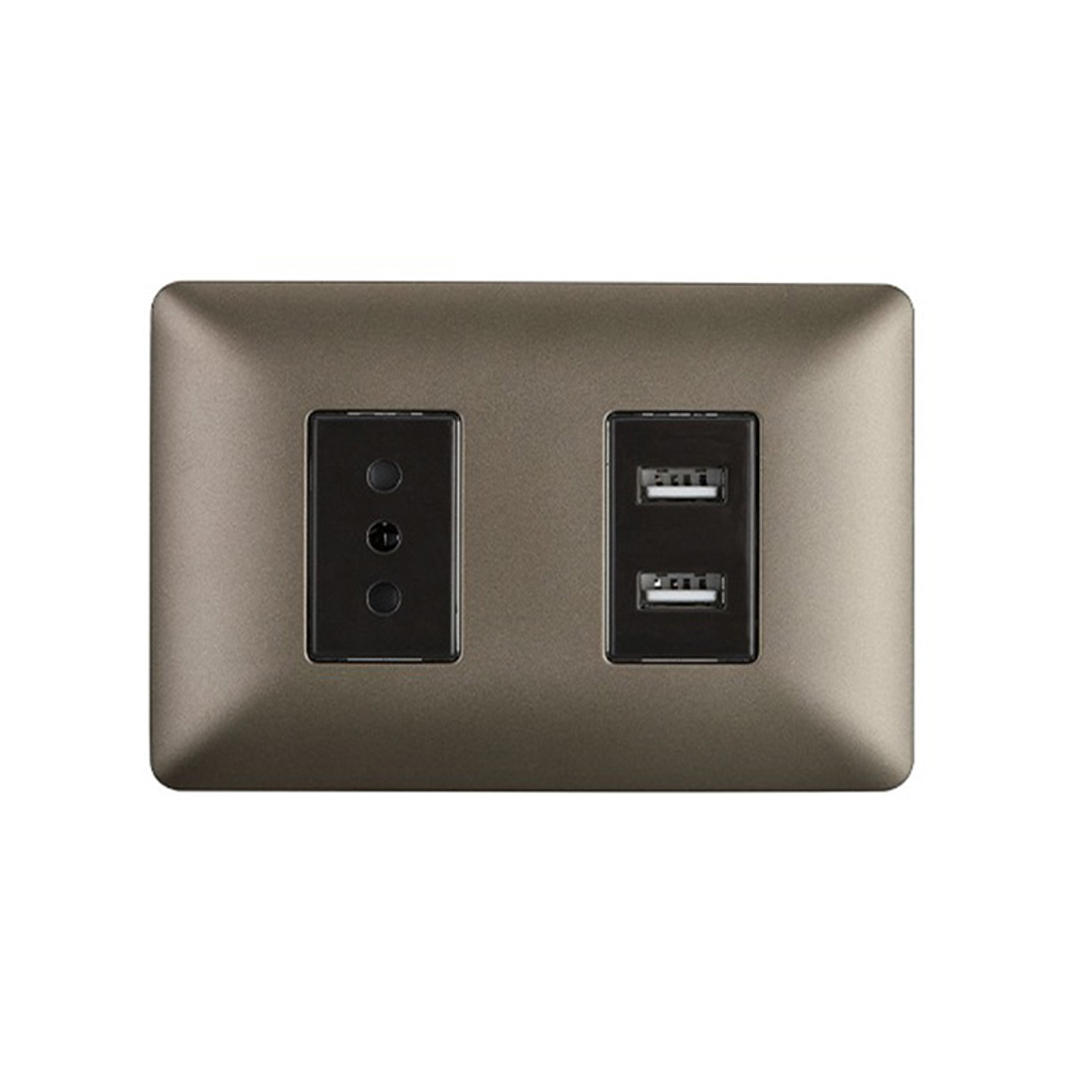 Enchufe Simple Café 10a 250v + 2 Tomas Usb Sec Stanford 1