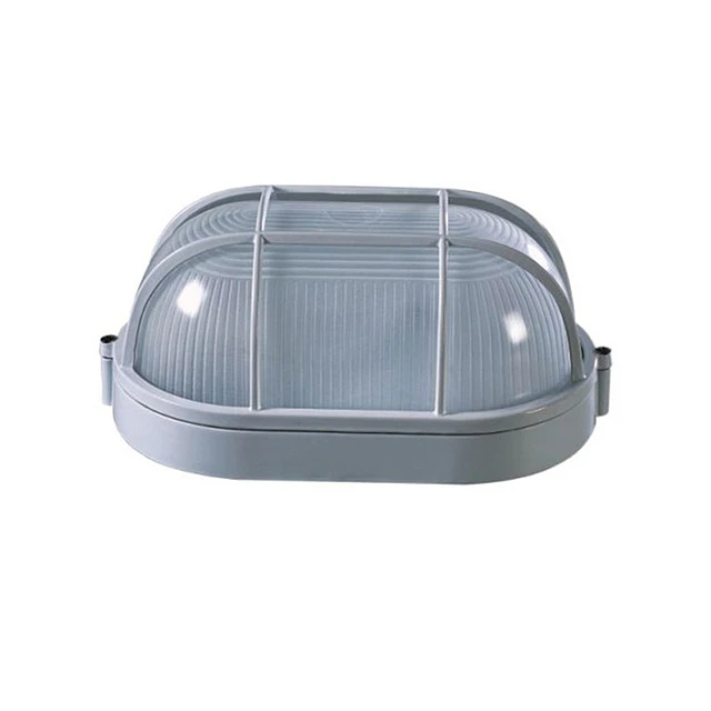 Foco Tortuga Ovalada Con Rejilla Metalica Blanca E27 60w Ip54