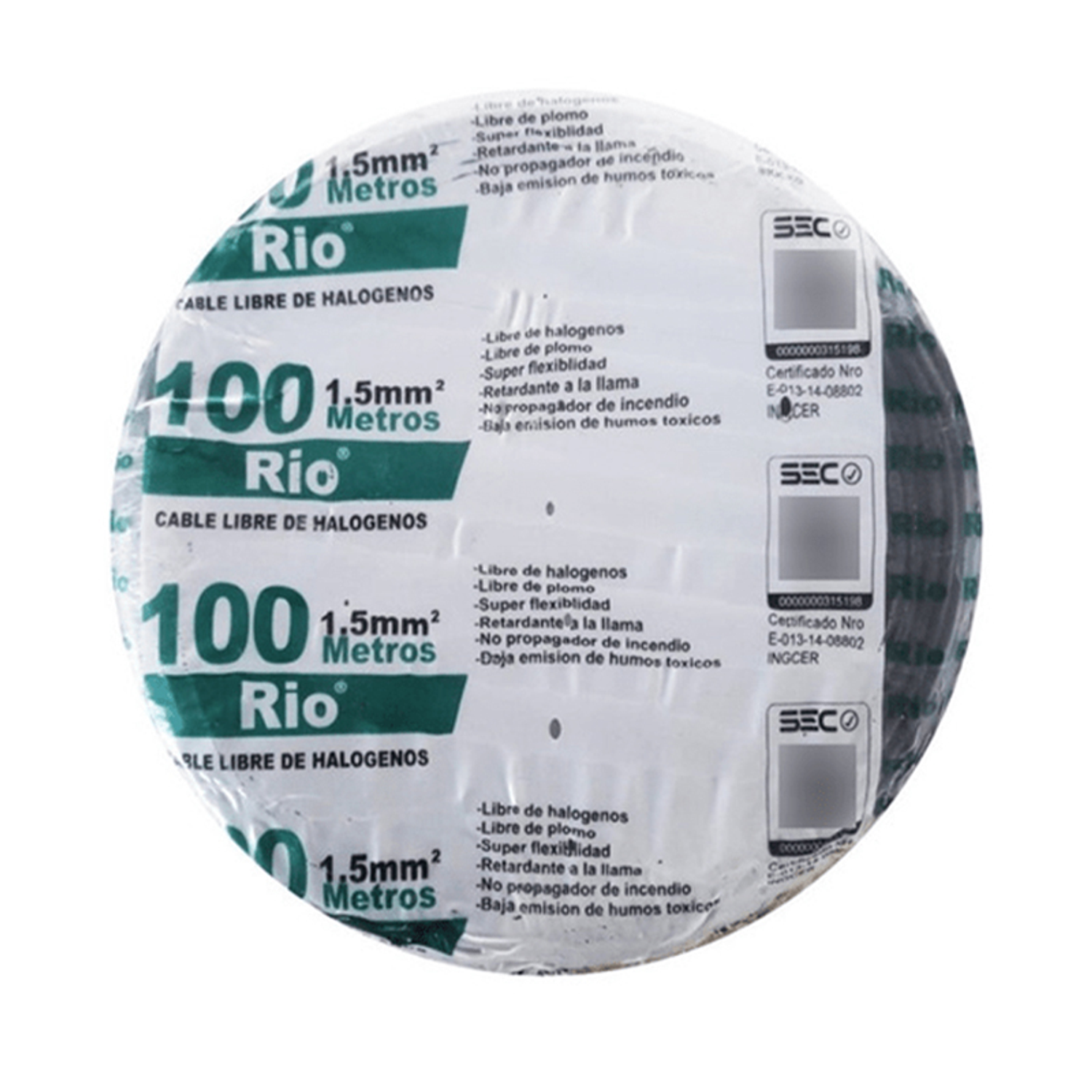 Cable Eléctrico Eva 1.5mm Negro Libre De Halógeno 100metros 1