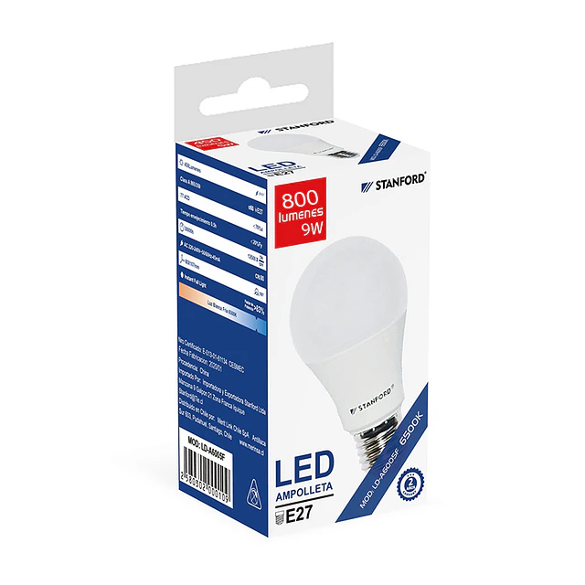 Ampolleta Led Bola 9w E27 220v Certificada STANFORD