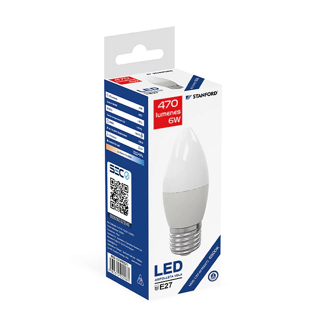 Ampolleta Led Vela 6 W E27 Luz Fría Stanford S.e.c