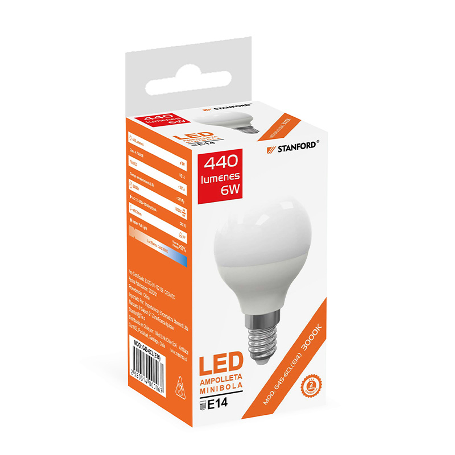 Ampolleta Mini Bola G45 Cálida E14 6 Watts  1